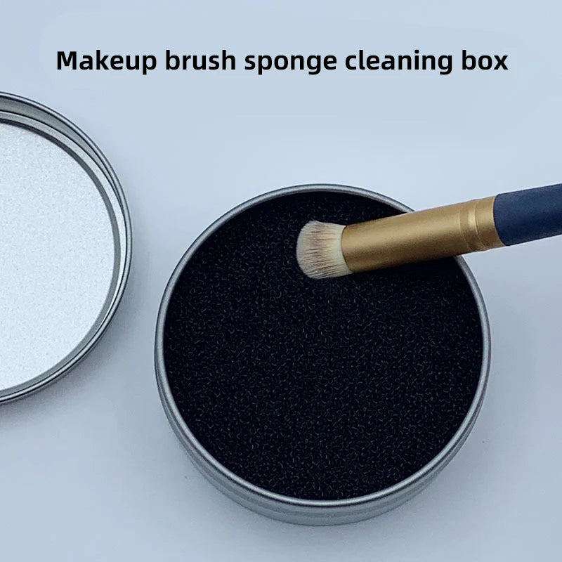 Portable Makeup Brush Dry Cleaner Box Eye Shadow Powder Brushes Color Remover Sponge Makeup Brush Washing Scrubber Clean Kit