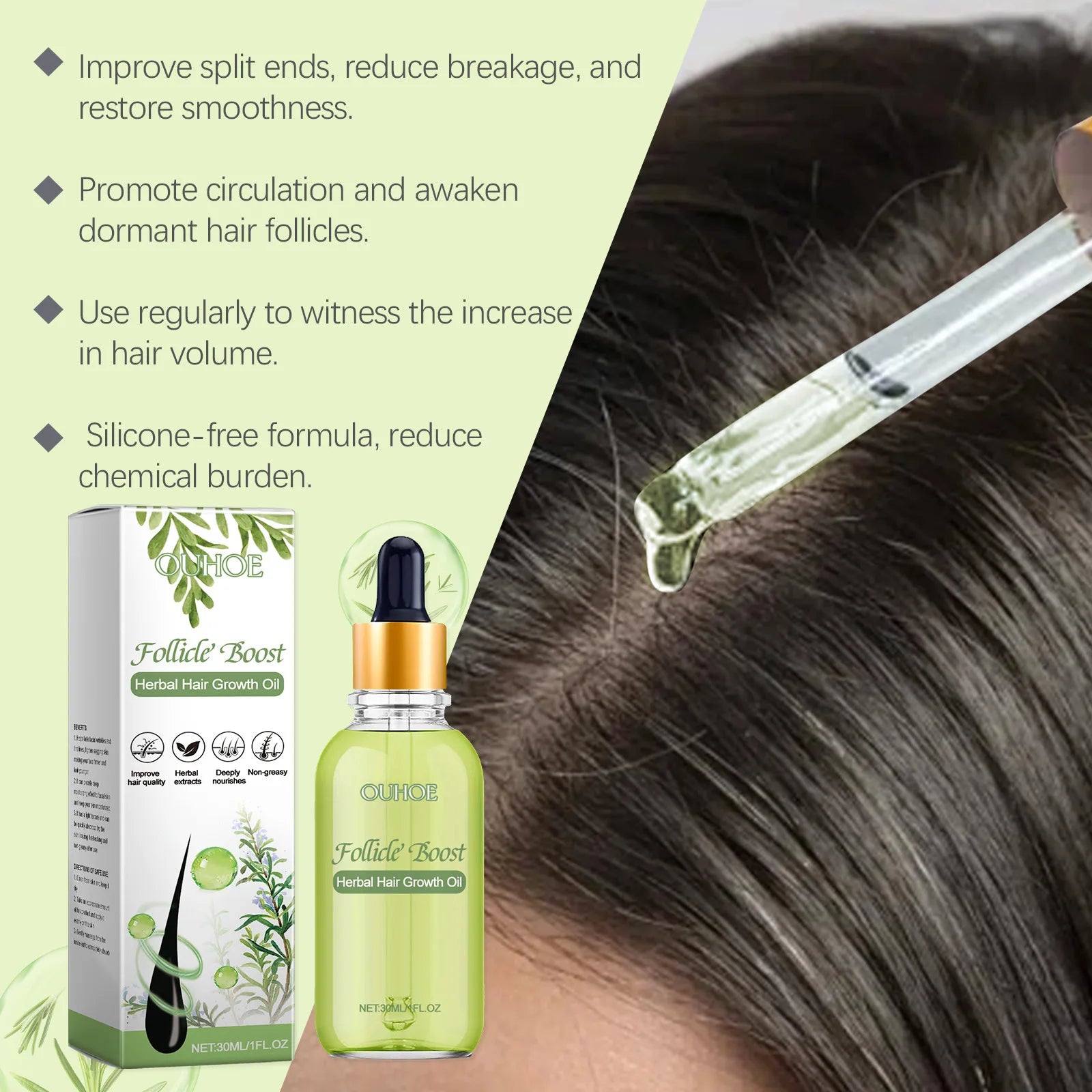 Herbal Hair Growth Oil Repairing Damaged Dry Hair Thickener Scalp Treatment Regrowth Soft Strengthening Moisturizing Hair Care