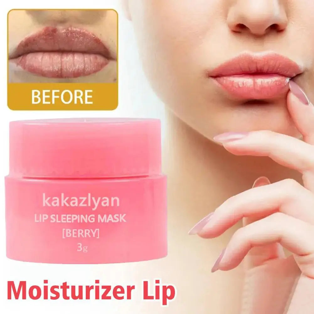 1 Pc 3g Original Strawberry Lip Sleeping Mask Moisturizing Nourish Lip Balm Fade Lip Lines Lip Care Night Sleep Hydrated