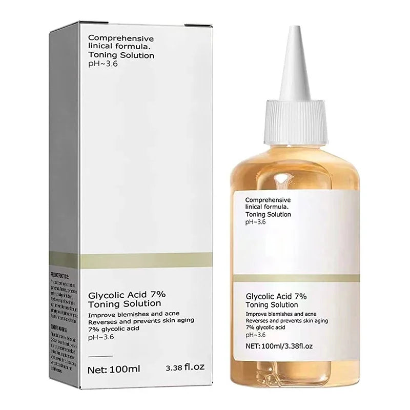 Glycolic Acid 7% Toning Solution Lifting Firming Wrinkles Dispelling Acne Lighten Pore Glow Facial Skin Care Acid Toner New 2024