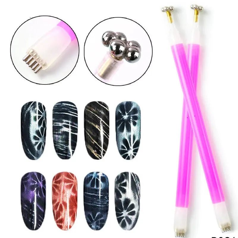 4Pcs Multi Functional Nail Art Magnet Stone Pattern Absorbing Nail Gel Crystal Magnetic Bar Nail Enhancement Tool