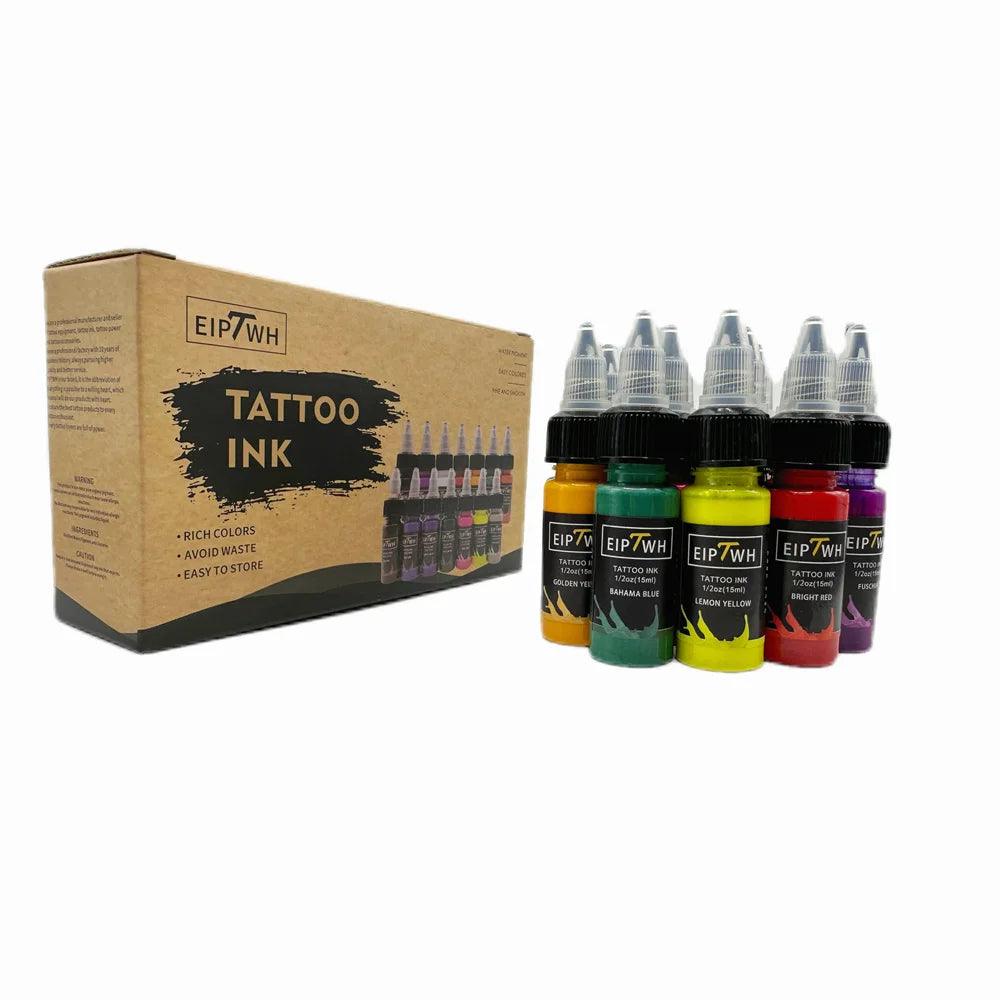 15ml 7/14colors Tattoo Ink Pigment with Box Body Art Tattoo Kits Beauty Paints Makeup Tattoo Supplies Semi-permanent