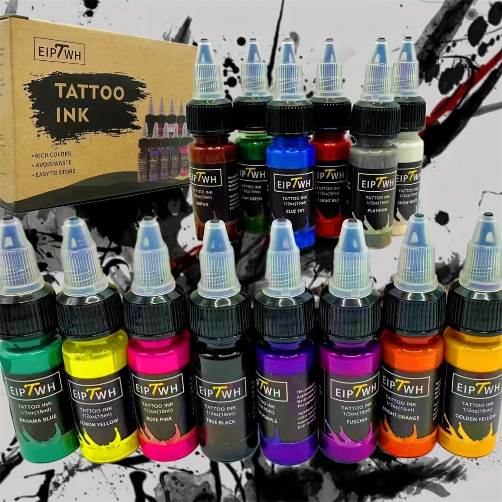 15ml 7/14colors Tattoo Ink Pigment with Box Body Art Tattoo Kits Beauty Paints Makeup Tattoo Supplies Semi-permanent