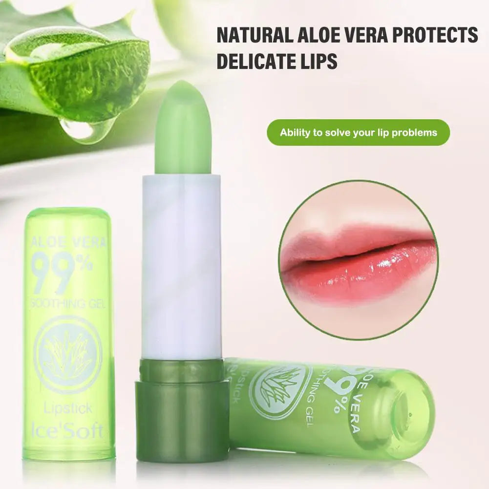 Moisture Lip Balm Aloe Vera Natural Lipbalm Temperature Changed Color Lipstick Long Lasting Nourish Lips Care Makeup 1PC