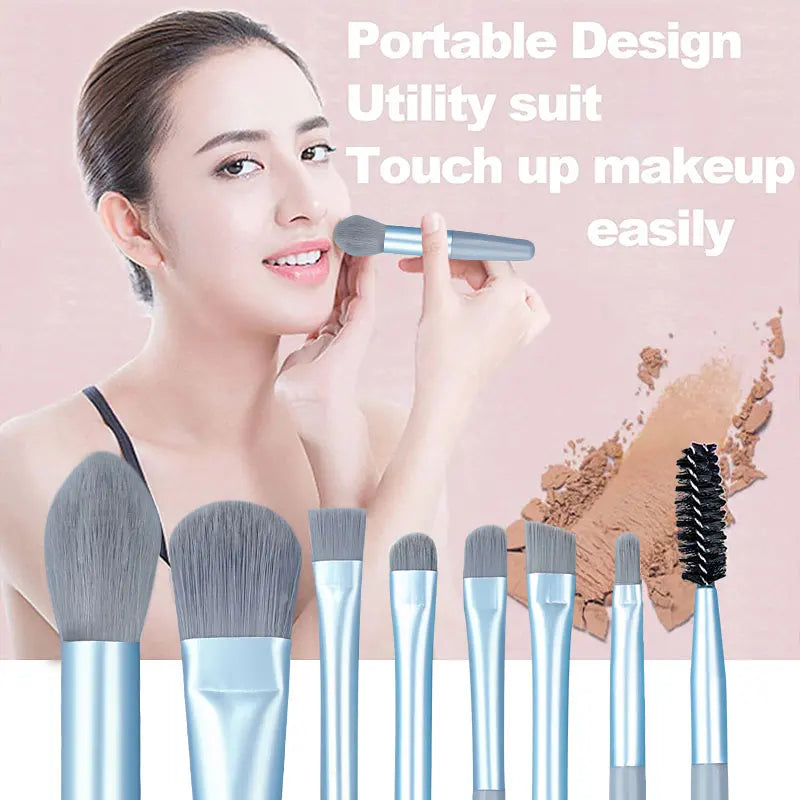 8PCS Mini Makeup Brushes Set for Cosmetic Concealer eyelashes Blush Loose Powder Eyeshadow Women Very Soft Blending Beauty Tools