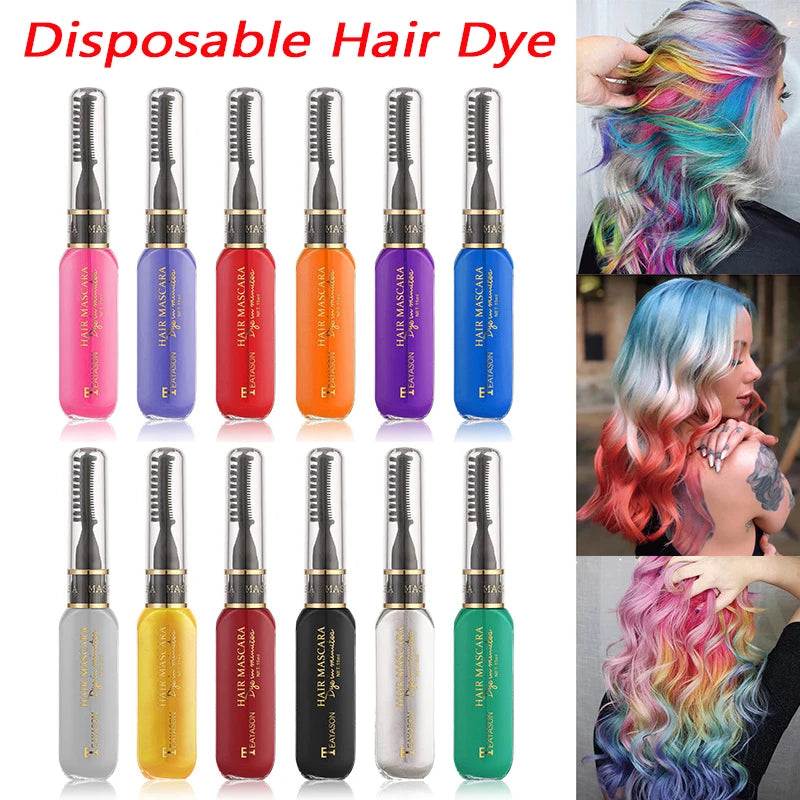 New Fashion Hair Dye One-off Hair Color Coloured Mascara Washable Hair Mascara Temporary 13 Colors DIY Non-toxic Dual Purpose