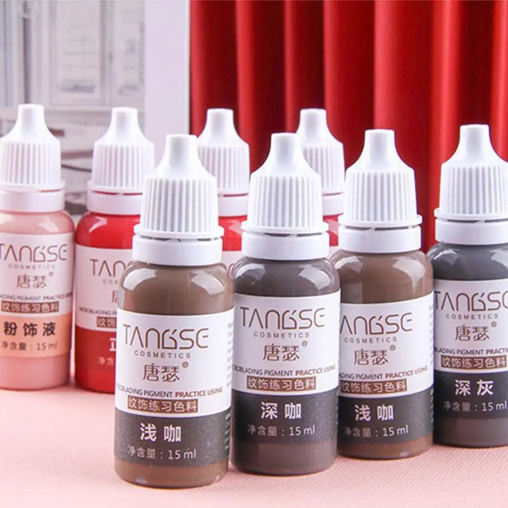 15ml Practice Tattoo Ink Set Permanent Makeup Eyebrow Lips Eye Line Tattoo For Semi Permanent Makeup Eyebrows Lips Tint Consumab