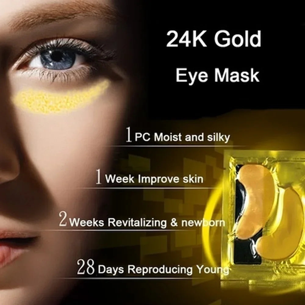 1 Pair/3 Pair of Golden Eye Masks Rich in Collagen Anti-aging Reducing Dark Circles Shrinking Pores Deep Hydration Eyes Care Set