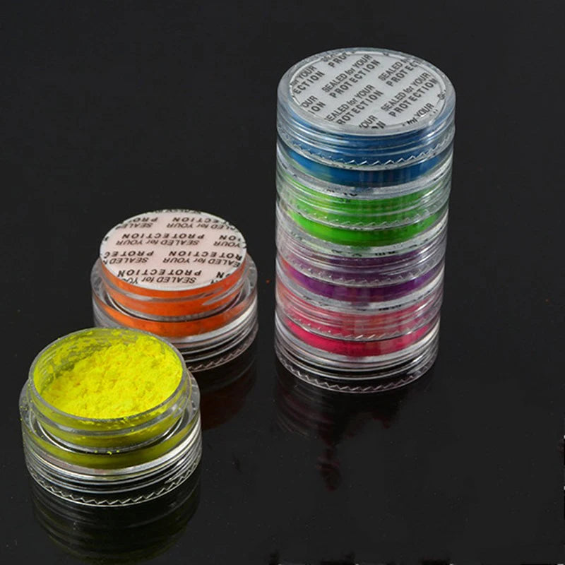 6PCS/set Nails Art Glitter Fluorescent Nail Powder Neon Pigment Eyeshadow Powder Nail Glitter Gel Polish Nails Art Decoration