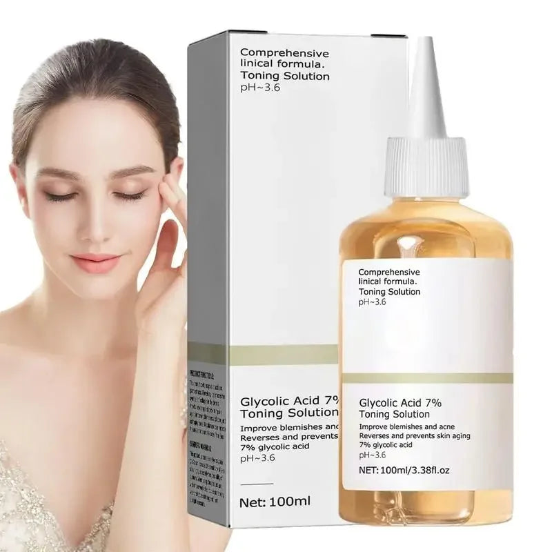 Glycolic Acid 7% Toning Solution Lifting Firming Wrinkles Dispelling Acne Lighten Pore Glow Facial Skin Care Acid Toner New 2024