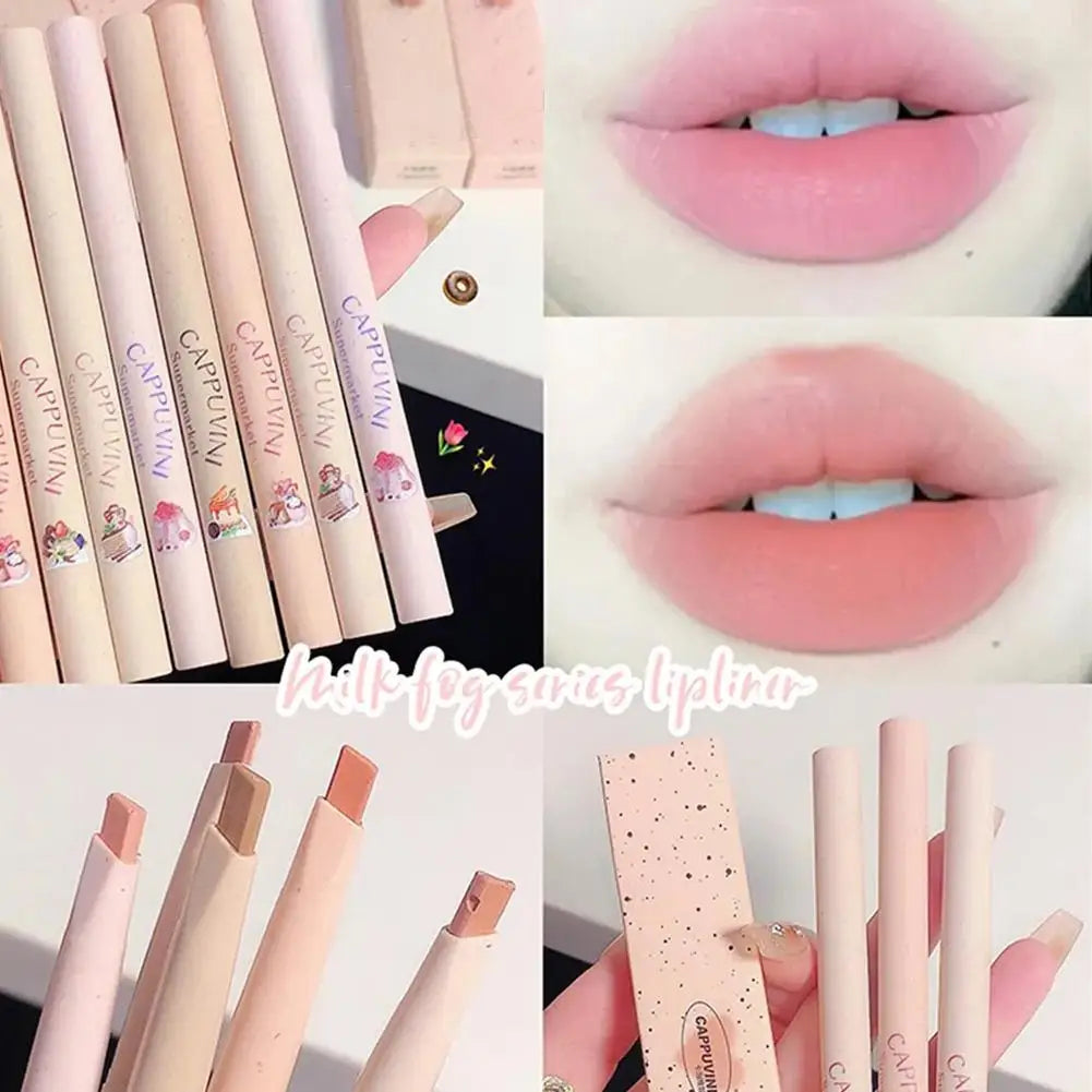 5 Colors Matte Lip Liner Lipstick Pen Long Lasting Non-stick Cup Waterproof Smooth Soft Velvet Lipliner Pencil Makeup Cosmetics