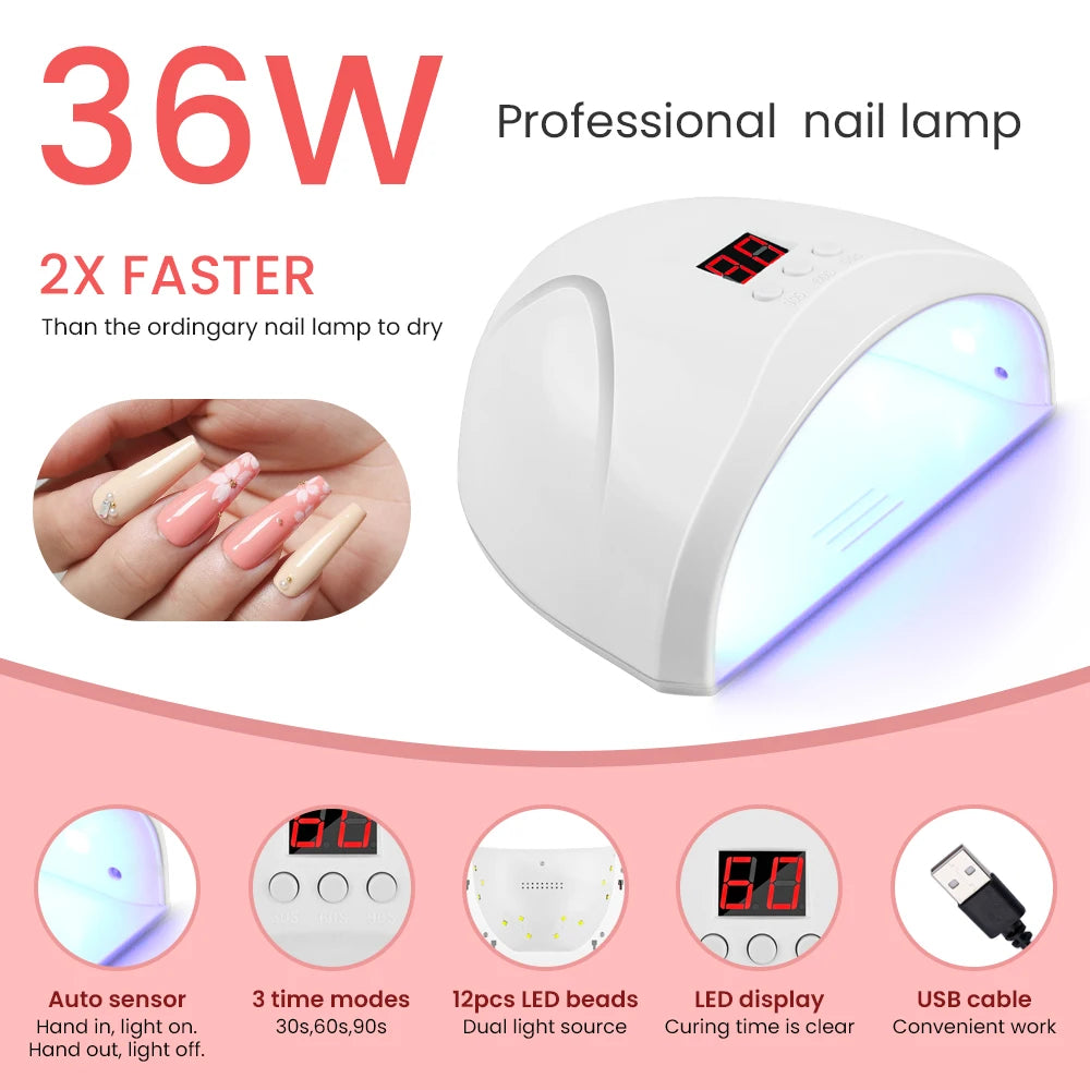 Professional Gel Nail Polish Set 20/8 Colors Gel Polish with 36W UV LED Lamp Nail Decoration Tool Semi Permanent Gel Varnish Kit