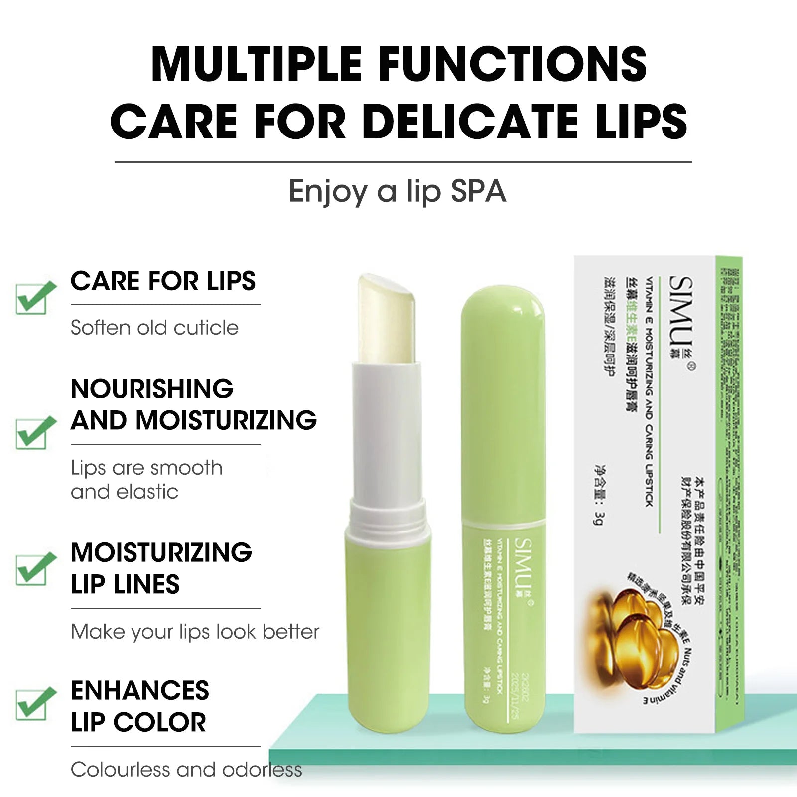 Moisturizing lipstick Vitamin E moisturizing and caring lipstick