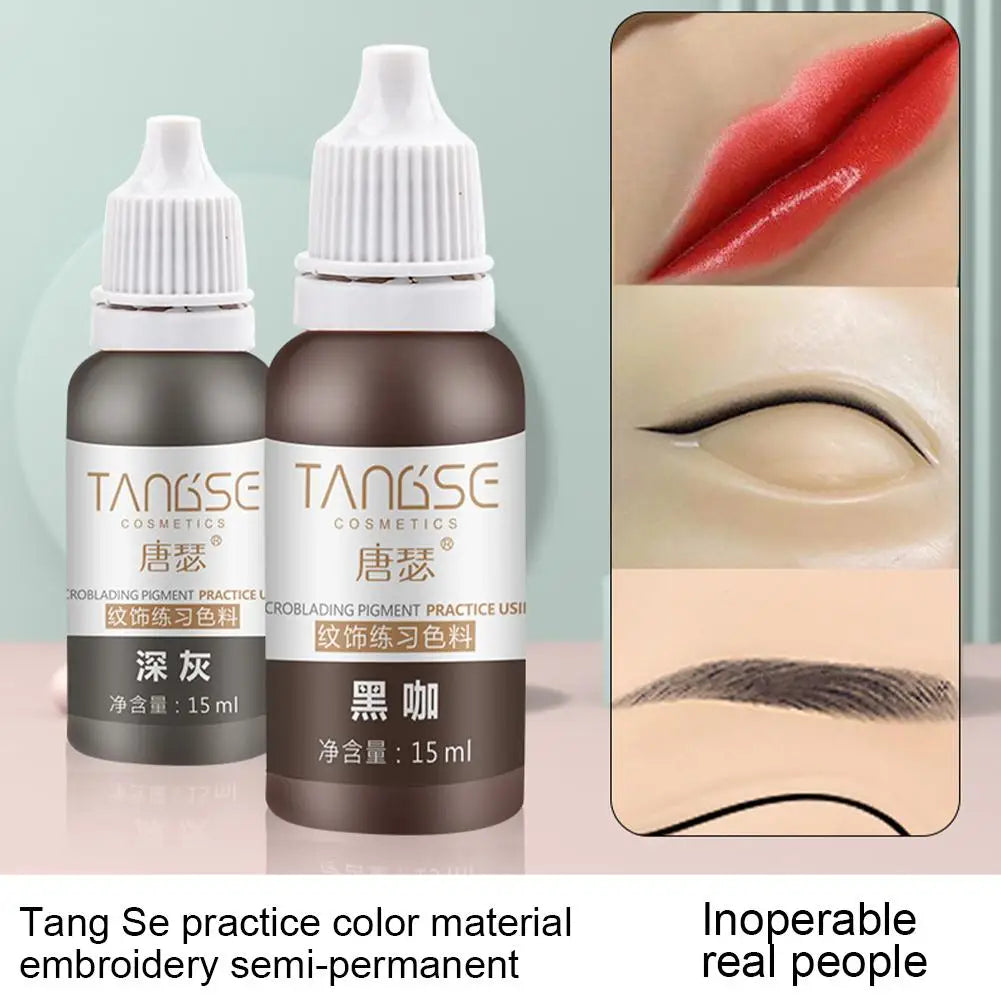 15ml Practice Tattoo Ink Set Permanent Makeup Eyebrow Lips Eye Line Tattoo For Semi Permanent Makeup Eyebrows Lips Tint Consumab