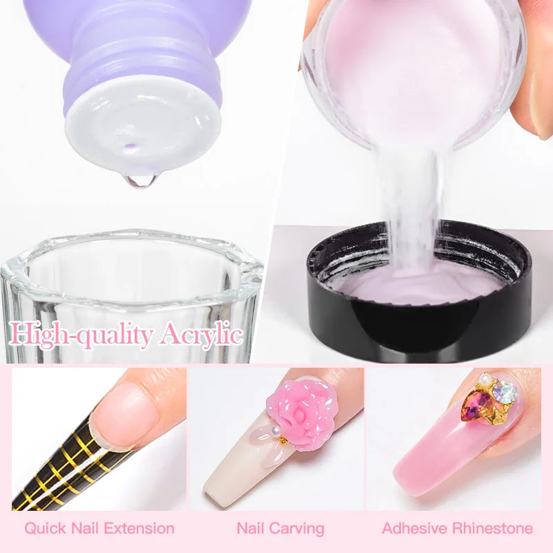 1PC Acrylic Powder Set Clear Pink Nude Acrylic Nail Polymer For French Nail Extension No Need Lamp Cure