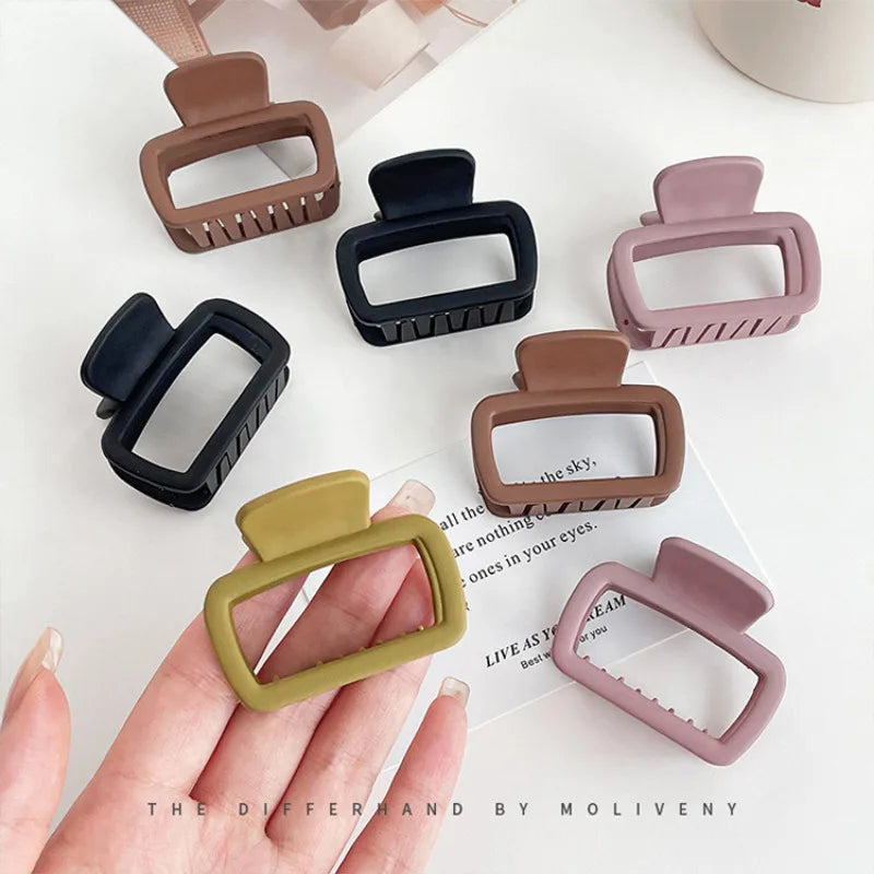 Small Hair Claw Clips Women Girls 5.2cm Square High Ponytail Clip Clamp Korean Simple Matte Non Slip Hair Styling Accessories