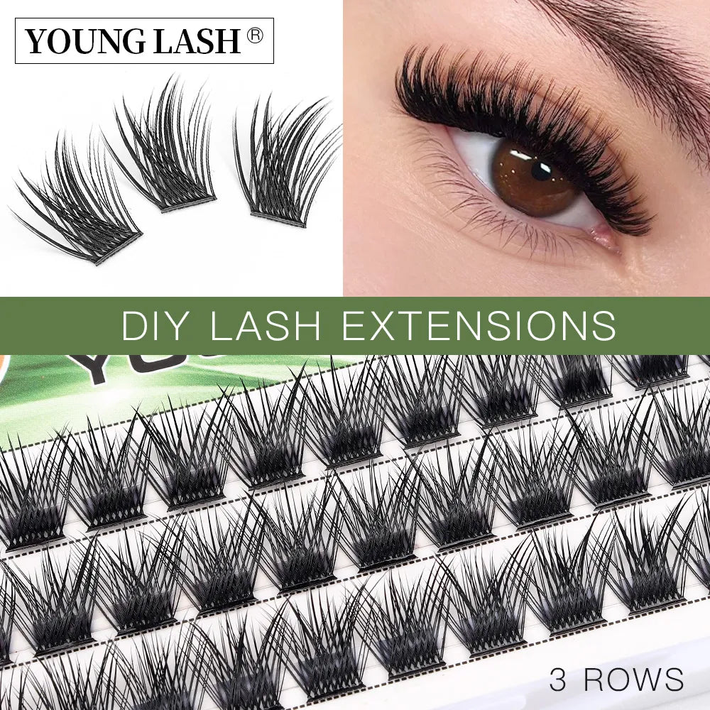 YOUNG LASH DIY Eyelashes Cluster Lashes  Extensions C D Curl  Premade Volume Fans Russian Fake Eyelashes  Free Shipping Makeup